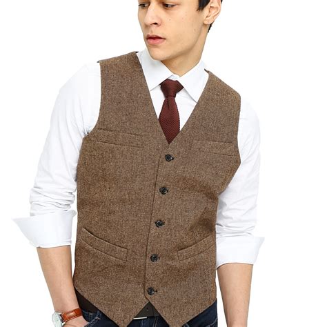 airtailors brand brown tweed vest slim mens suit vest wedding waistcoat vintage mens dress