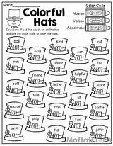 Worksheet Nouns Verbs Adjectives Color Grade Adjective Verb Noun Worksheets Hats Coloring 1st Kindergarten Colorful Code English Activities Moffatt Math sketch template