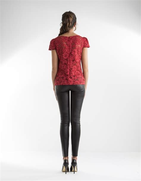 red top  lace shirts  blouses woman roberto verino