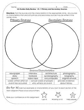 primary  secondary source worksheet
