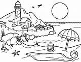 Beach Coloring Pages Kids Lighthouse Nature Drawing Sunset Clipart Printable Scenes Color Themed State Colouring Outline Realistic Michigan Ocean Pencil sketch template