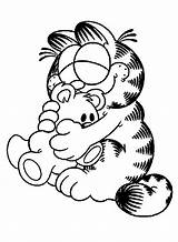 Garfield Coloring Pages Cute Feeling Happy Cat Comic Printable Toy His Strip sketch template