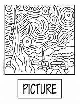 Coloring Pages Night Starry Collaborative Activity Gogh Van Projects Cool Group Book Kids Preview Stary Painting sketch template