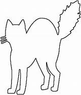 Cat Outline Coloring Pages Halloween Clipart Scared Drawing Printable Color Outlines Cliparts Easy Template Simple Clip Kids Animal Colouring Shape sketch template