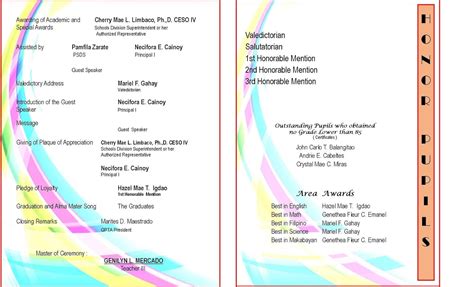 printable graduation program template