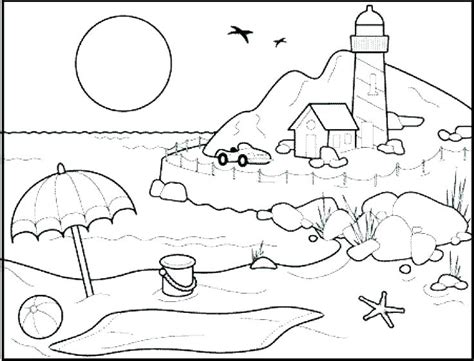 beach scene coloring pages  getcoloringscom  printable
