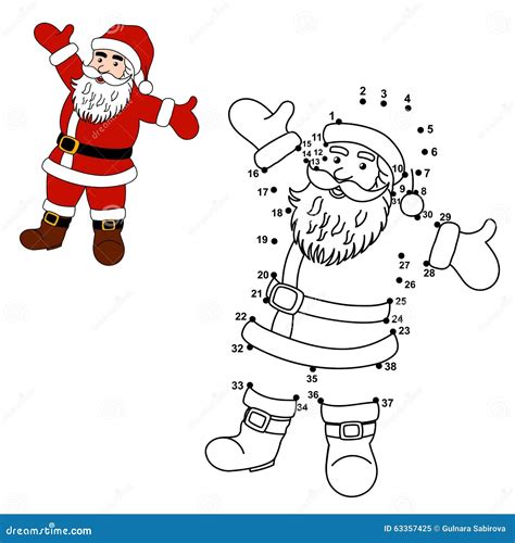 connect  dots  draw santa claus  color  stock vector image