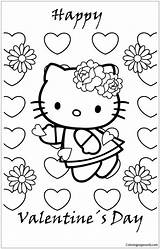 Valentines Pages Kitty Hello Happy Coloring Cute Valentine Kids Printables Printable Cartoons Coloringpagesonly Color Choose Board Girls sketch template
