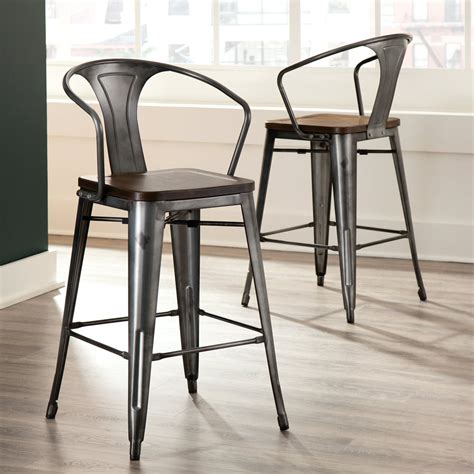 Ofm 161 Collection Industrial Modern 4 Pack 26 Mid Back Metal Stools