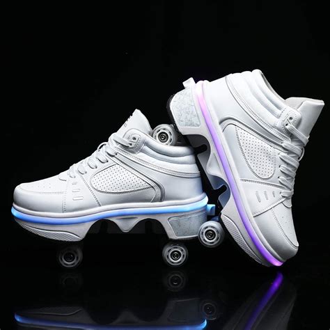 kick roller skate shoes  light deformation shoes  wheelled