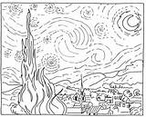Starry Night Gogh Van Painting Coloring Vincent Sky Drawing Sponge Printable Masterpiece Galt Mini Toys Pages Template Kids Color Line sketch template