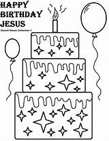 Birthday Coloring Happy Pages Jesus Church sketch template