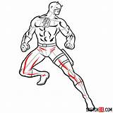 Daredevil Draw Marvel Drawing Step Superheroes Sketchok Clipartmag Clipart sketch template