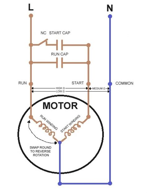 motor wiring diagram single phase  capacitor