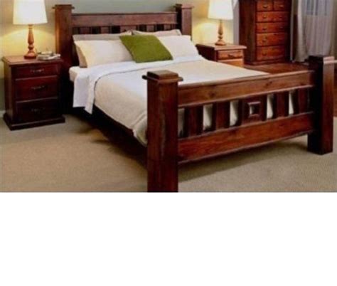 king single rustic bedroom suite bed frame   bedside