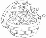Sewing Embroidery Basket Tools Hand Coloring Pages Patterns Vintage Needlework Designs Template Website Drawings Reprints Dedicated Accessible Hundreds Iron Again sketch template