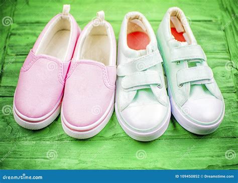 pairs  textile shoes   sports style stock photo image