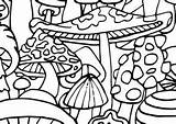 Coloring Pages Trippy Coloring4free Adult Mushrooms Category sketch template