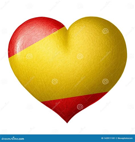 spanish flag heart isolated  white background stock illustration illustration
