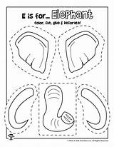 Elephant Coloring Craft Letter Activities Worksheets Kids Activity Crafts sketch template