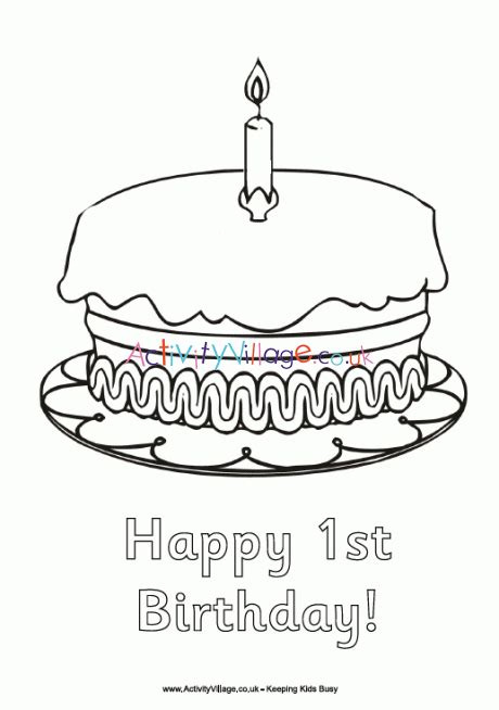 happy st birthday colouring page