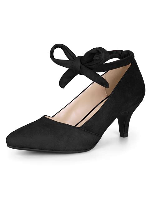 womens pointed toe lace  kitten heel pumps black size  walmartcom