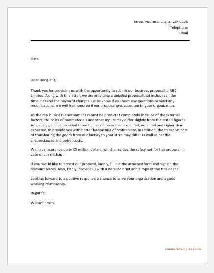 project proposal letter template  word word excel templates