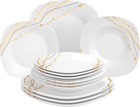 dansher porcelain square dinnerware plate set set   ceramic dinner