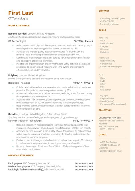 3 radiologic technologist resume examples for 2023 resume worded