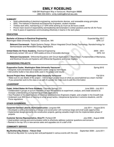 electrical engineering fresher resume templates
