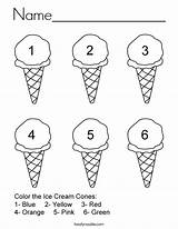 Coloring Ice Cream Name Preschool Pages Cones Theme Color Worksheets Numbers Worksheet Twistynoodle Activities Kids Kindergarten Printables Math Print Count sketch template