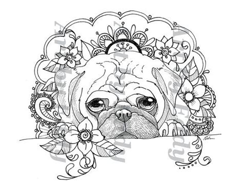 art  pug single coloring page peek  boo dog coloring book puppy
