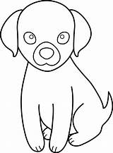 Clipart Clip Dog Puppy Line Drawing Cute Outline Coloring Simple Dogs Easy Lineart Puppies Cliparts Kawaii Colorable Use House Pages sketch template