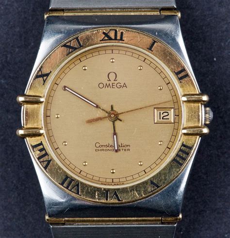 vintage omega constellation chronometre quartz cal wristwatch   kt bezel