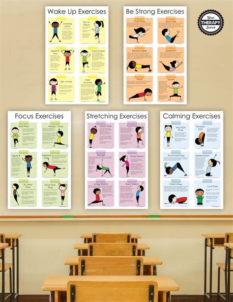 exercise posters  kids printed  therapy source