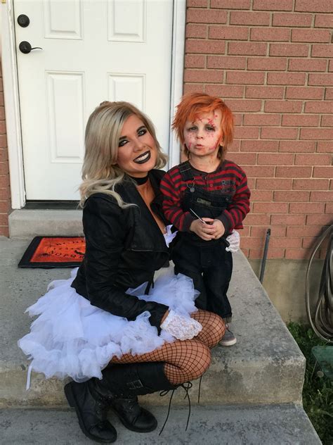 mom and son costume cason as chucky melissa as the bride of chucky halloween 2015 costumes