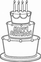 Cake Coloring Birthday Pages Big Happy Kids Printable Cakes 60th Choose Board Card sketch template