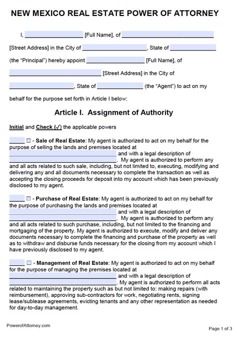 real estate power  attorney form  mexico
