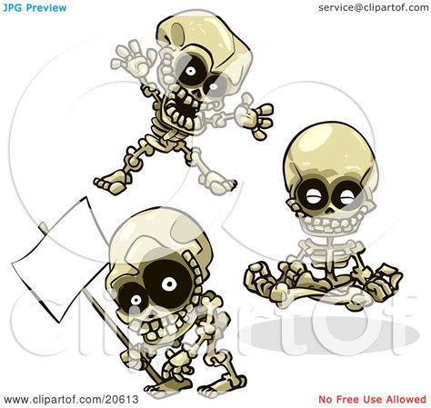 clipart illustration of three skeletons teasing