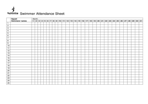 attendance spreadsheet   printable attendance sheet examples