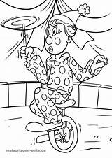 Zirkus Malvorlage Ausmalbild Ausdrucken Fahrrad Ausmalen Malen Clowns Schablone Klick öffnet Pdf sketch template