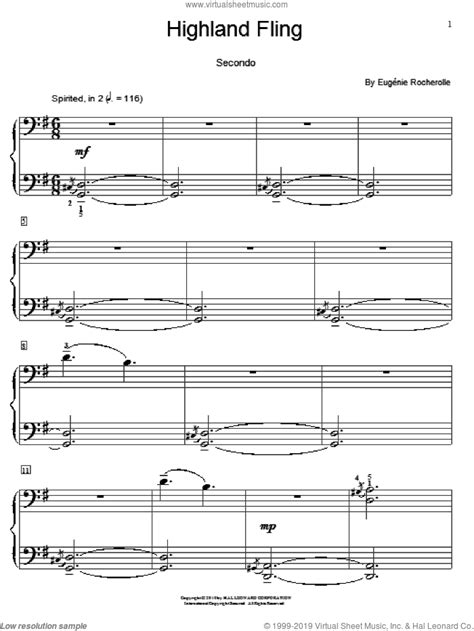 rocherolle highland fling sheet music for piano four hands