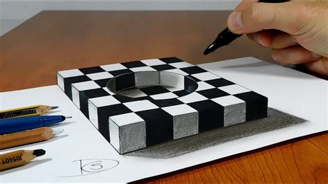 trick art  paper chess hole youtube