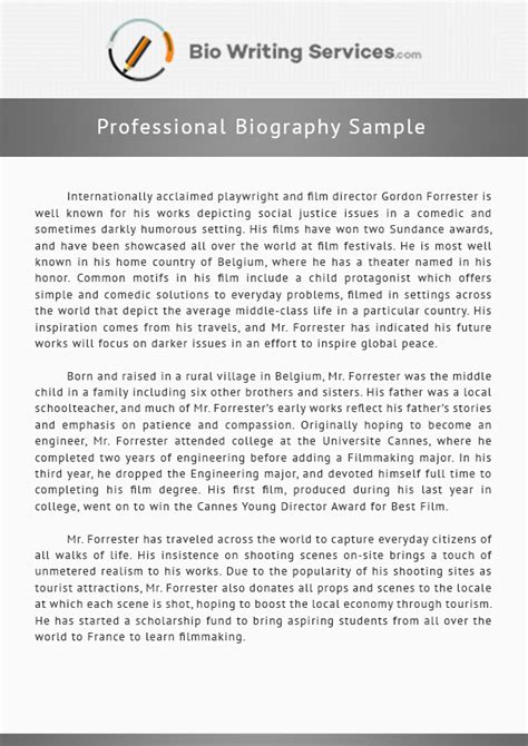 professional biography sample  biographysamplesau  deviantart
