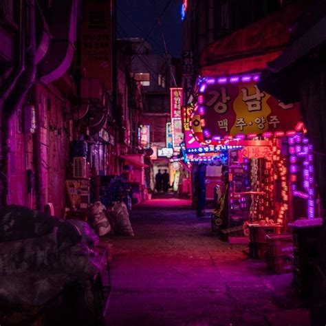 Seoul Nite Street In South Korea Red Light District Rain Photography