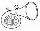 Coloring Tambourine Coloringcrew Classical Guitar Horn sketch template