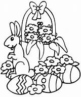 Easter Coloring Pages Basket Bunny Eggs Kids Print Flowers Printed Printactivities Printables sketch template