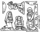 Nativity Coloring Scene Pages Printable Jesus Christmas Color Cut Mary Print Kids Birth Mother Virgin Children Colouring Figures Clipart Set sketch template