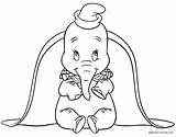 Dumbo Coloring Pages Disney Printable Baby Disneyclips Cute Sitting Funstuff sketch template