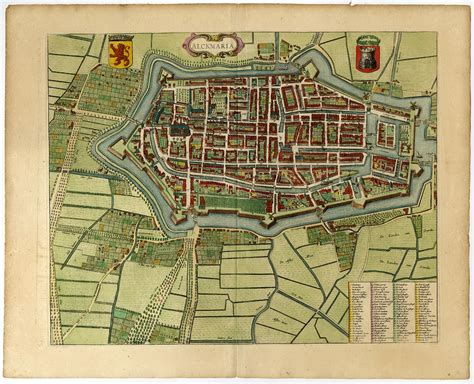 antique map  alkmaar  blaeu